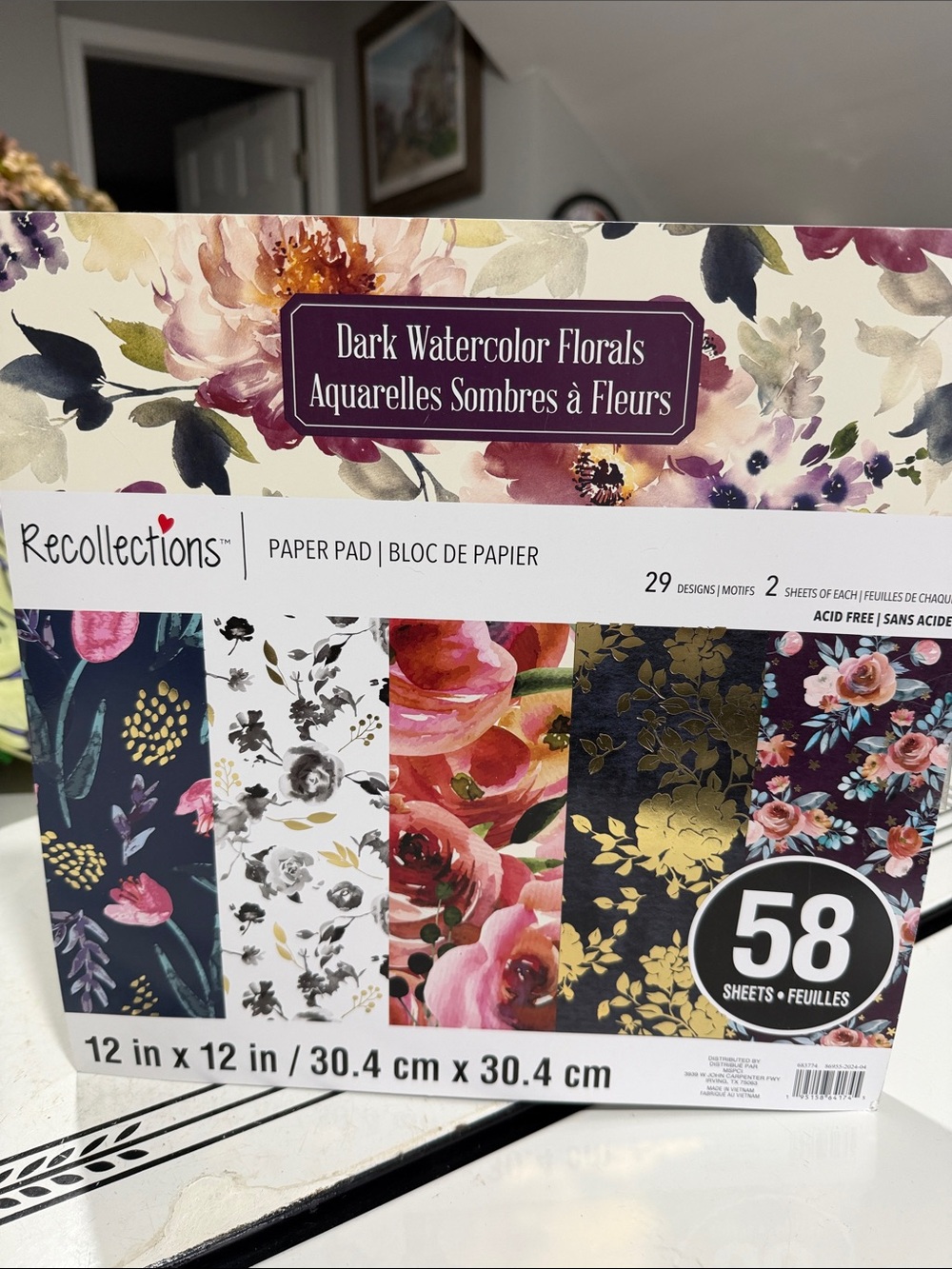 Recollections Dark Watercolor Florals Paper Pad